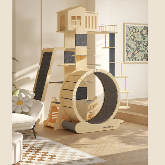 Motiqvate Multi-level Cat Tree Cat Tower with Cat Wheel