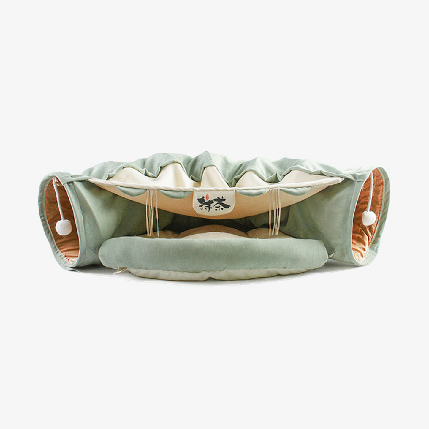 Plush Pastel Cat Bed with Built-In Tunnel