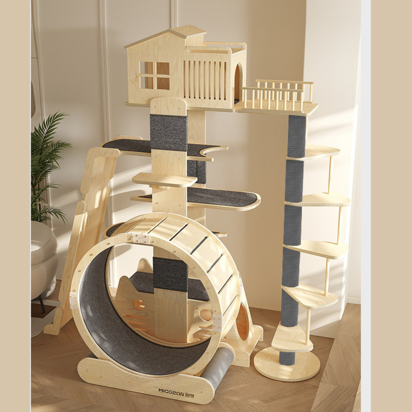 Motiqvate Multi-level Cat Tree Cat Tower with Cat Wheel